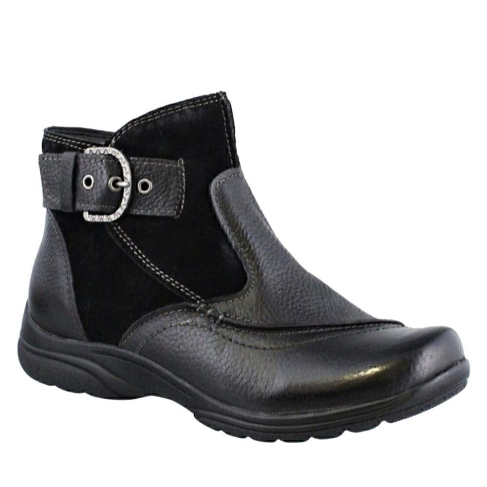 Earth Origins Dayton Black Leather Slip On Ankle & Booties Boots …